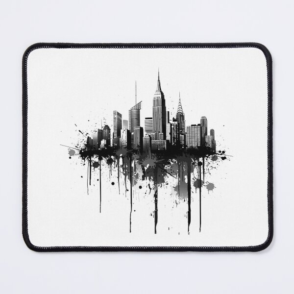 Item preview, New York City Skyline Black and White Grunge Urban Art designed and sold by inkoutninja.