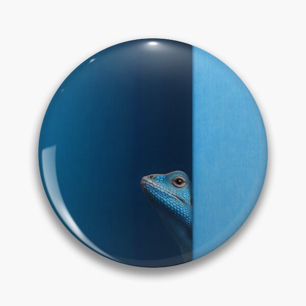 Item preview, Minimalist Blue Gecko Peeking from Blue Wall designed and sold by LuminousFoundry.