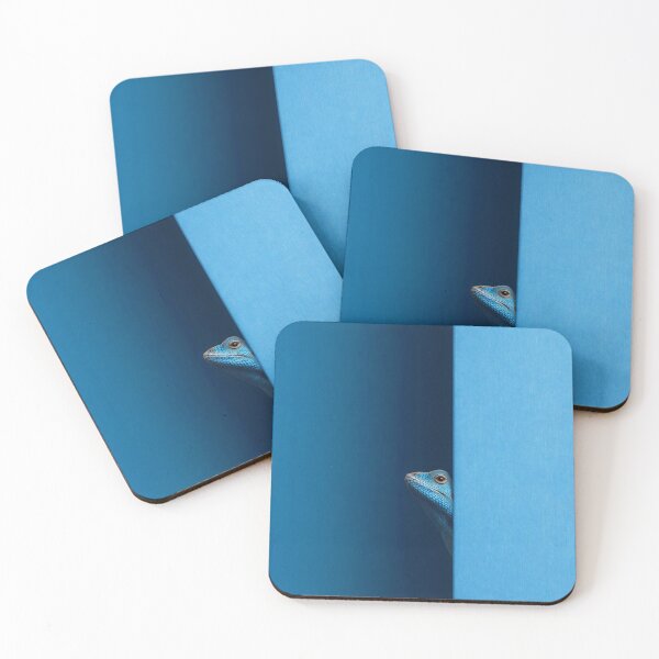 Item preview, Minimalist Blue Gecko Peeking from Blue Wall designed and sold by LuminousFoundry.