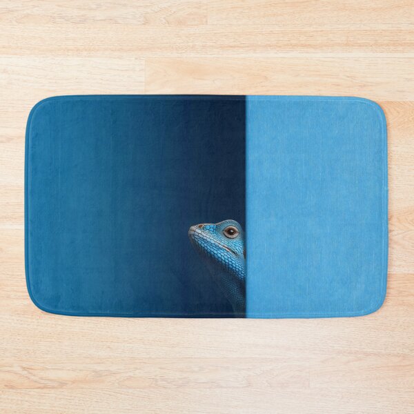 Item preview, Minimalist Blue Gecko Peeking from Blue Wall designed and sold by LuminousFoundry.