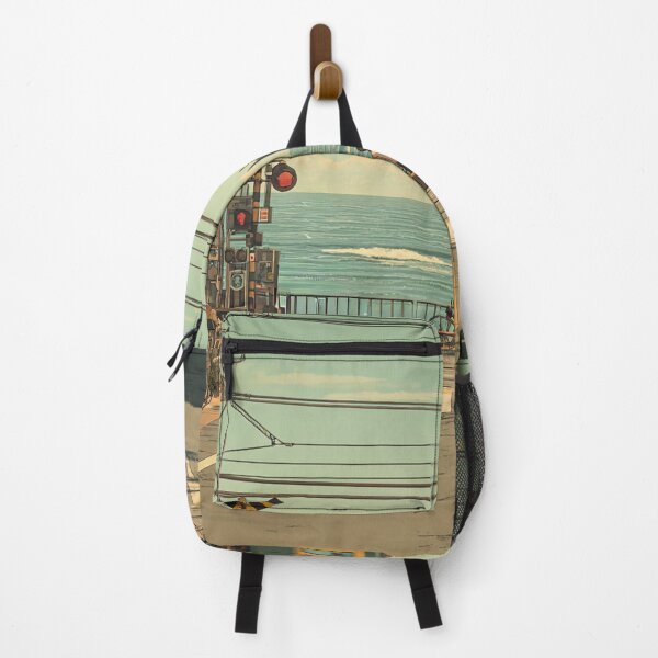 Item preview, Seaside Train Crossing in Japan | Calm Ocean View Minimal Illustration designed and sold by Pulipsori.
