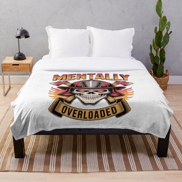 Item preview, Mentally Overloaded Skull Firefighter Graphic Streetwear Design designed and sold by NewUSShop.