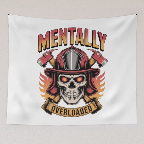 Item preview, Mentally Overloaded Skull Firefighter Graphic Streetwear Design designed and sold by NewUSShop.