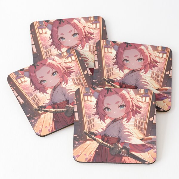 Item preview, Diona Genshin Impact Chibi Samurai Cat Ears In Lantern Sakura designed and sold by TanglenRabbit.