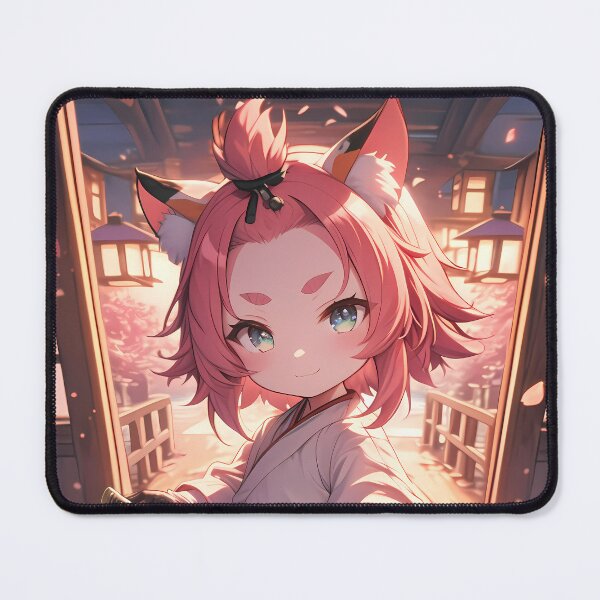 Item preview, Diona Genshin Impact Chibi Samurai Cat Ears In Lantern Sakura designed and sold by TanglenRabbit.