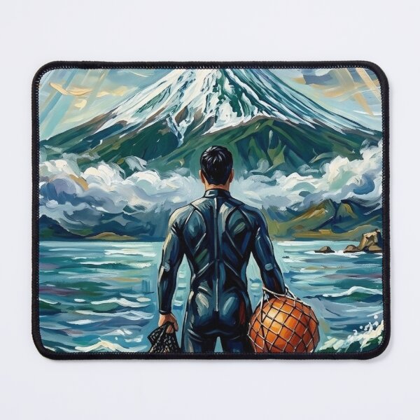 Item preview, Vibrant Soul of Jeju - Haenam Diver & Hallasan Peak Oil Painting  designed and sold by KOREA-HAENAM.