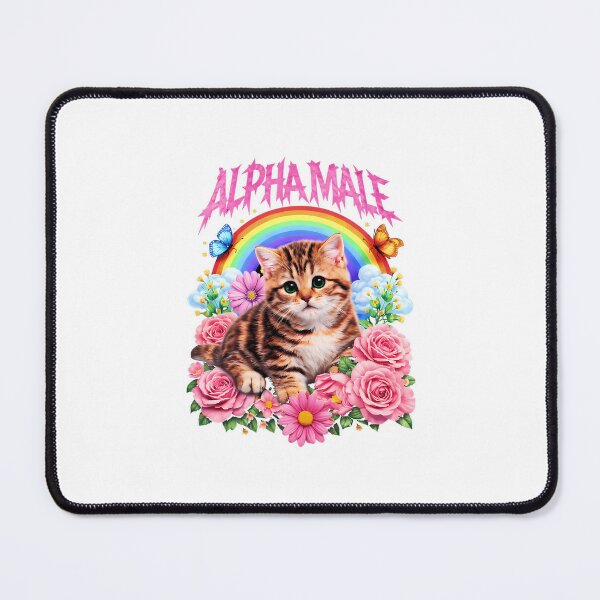 Item preview, Alpha Male Funny Kitten Rainbow Floral designed and sold by skshop8.