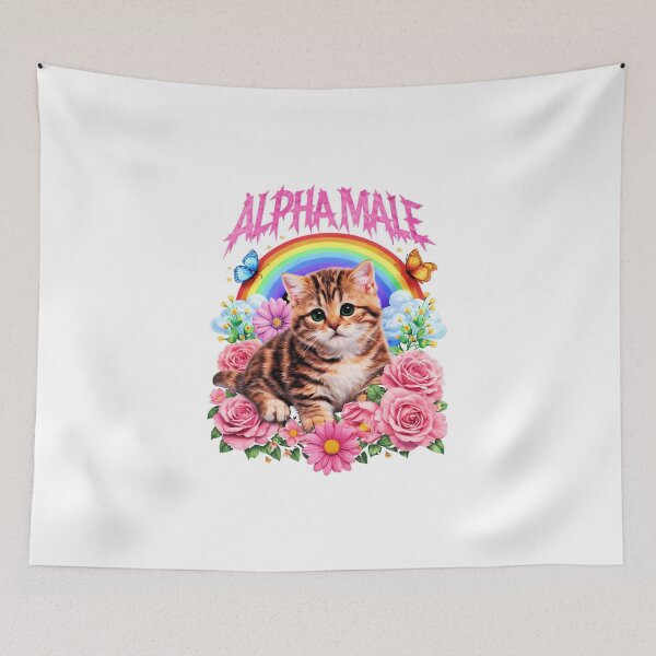 Item preview, Alpha Male Funny Kitten Rainbow Floral  designed and sold by skshop8.