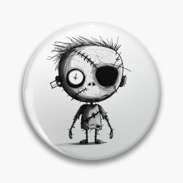 Item preview, Creepy Stitched Doll Black and White Gothic Horror Art designed and sold by inkoutninja.