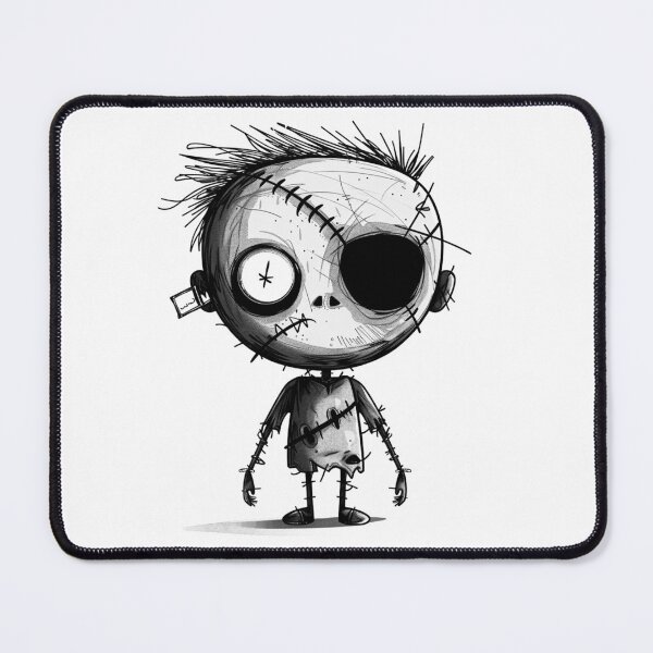 Item preview, Creepy Stitched Doll Black and White Gothic Horror Art designed and sold by inkoutninja.