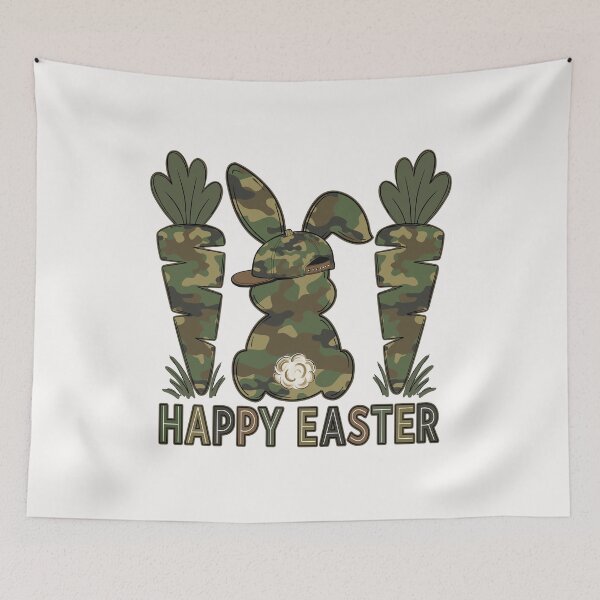 Item preview, Camo Bunny Carrot Happy Easter designed and sold by jackelmbradyt.