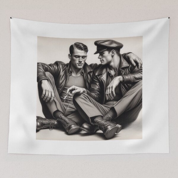 Item preview, 1940's Vintage Leather Legends Berlin Biker Boys Gay Pride Graphic Design designed and sold by ItsAKinkThing.