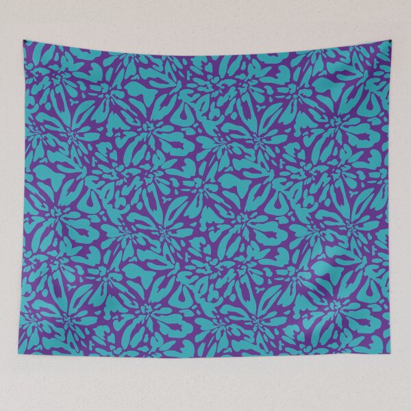Item preview, Warped Garden Florals Abstract Pattern_Blue_Purple designed and sold by YaldiDesign.
