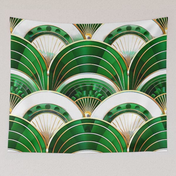 Item preview, Art Deco Emerald-Green Hues And Golden Pattern designed and sold by DEC02.