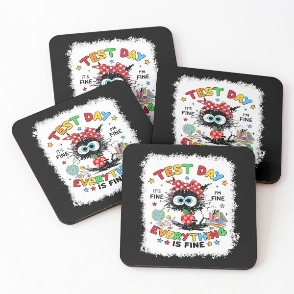 Item preview, Black Cat Test Day It's Fine I'm Fine Bleached Teacher Testing Day designed and sold by AnitaBice.