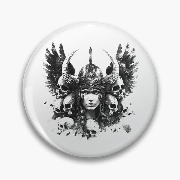 Item preview, Dark Valkyrie Warrior Black and White Gothic Skull Fantasy Art designed and sold by inkoutninja.