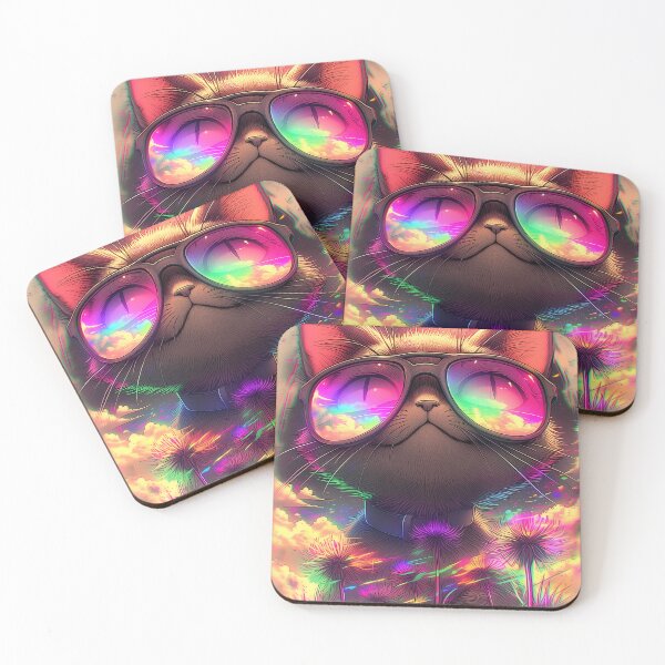 Item preview, Too Cool For This Reality | Psychedelic Cat Sunglasses Neon Art designed and sold by DonaldWaltersxx.