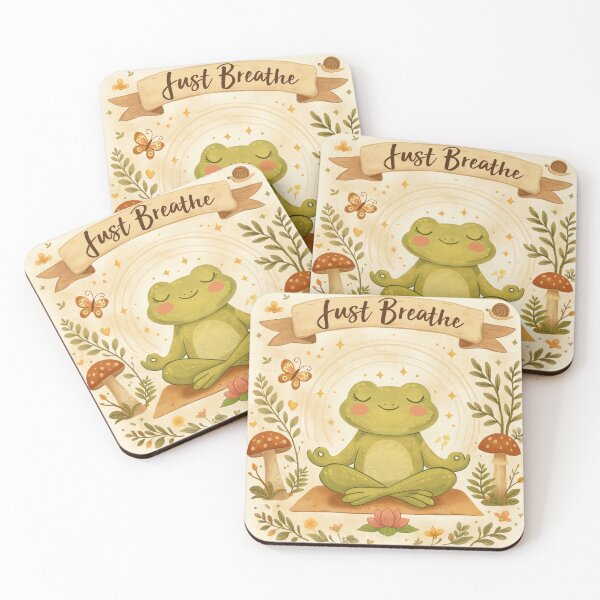 Item preview, Just breathe Cute Frog Mindfulness Art designed and sold by Turiva.