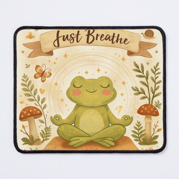 Item preview, Just breathe Cute Frog Mindfulness Art designed and sold by Turiva.