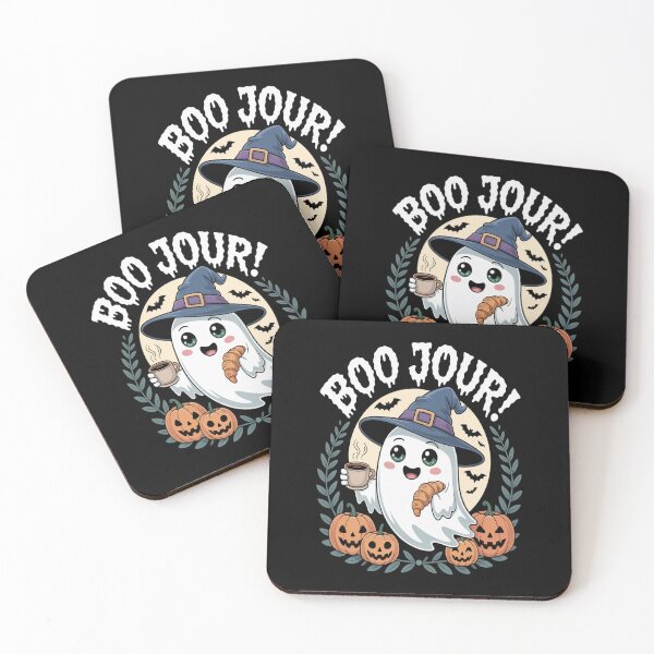 Item preview, Boo Jour Ghost Halloween French Teacher Cute Coffe Croissant  designed and sold by orlodrake.