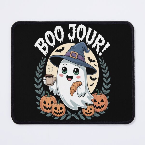 Item preview, Boo Jour Ghost Halloween French Teacher Cute Coffe Croissant designed and sold by orlodrake.