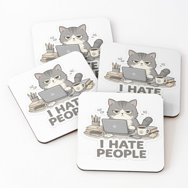 Item preview, Grumpy Work Cat Sticker – “I Hate People” Funny Introvert Desk Vibe. designed and sold by ZenGrowth4.