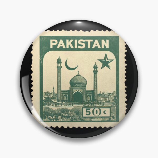 Item preview, Vintage Pakistan Postage Stamp Art - Grand Mosque & Crescent Moon designed and sold by tiigerdad.