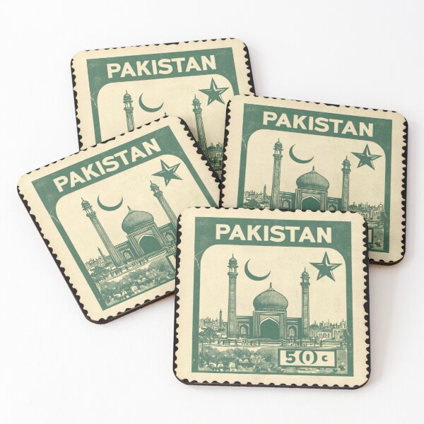 Item preview, Vintage Pakistan Postage Stamp Art - Grand Mosque & Crescent Moon designed and sold by tiigerdad.