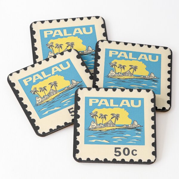 Item preview, Vintage Palau Postage Stamp Art - Rock Islands & Traditional Bai designed and sold by tiigerdad.