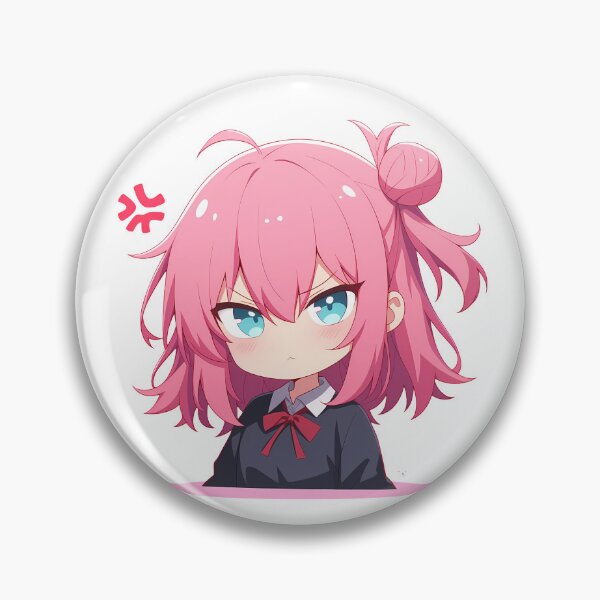 Item preview, Yui Yuigahama Oregairu Angry Chibi Pink Hair Side Bun designed and sold by 108Recordings.