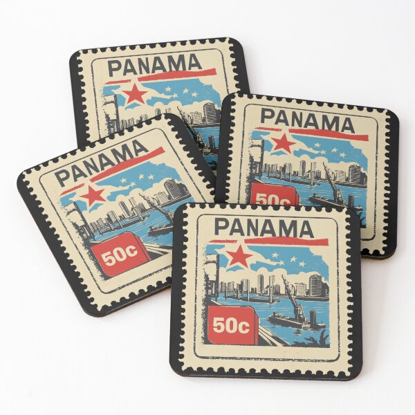 Item preview, Vintage Panama Postage Stamp Art - Canal & Panama City Skyline designed and sold by tiigerdad.