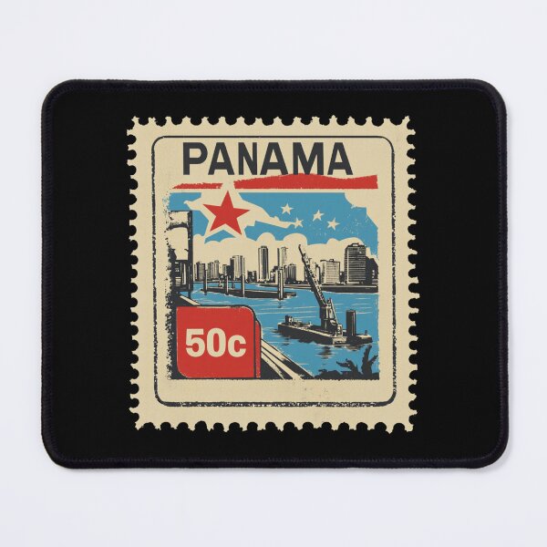 Item preview, Vintage Panama Postage Stamp Art - Canal & Panama City Skyline designed and sold by tiigerdad.