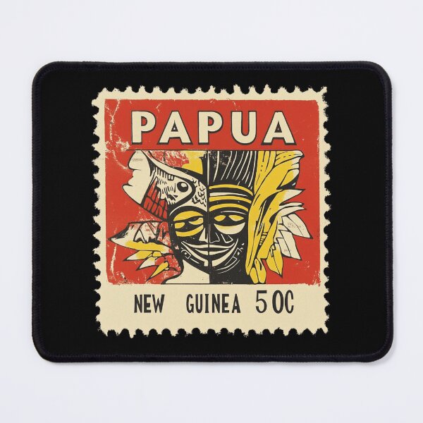 Item preview, Vintage Papua New Guinea Postage Stamp Art - Bird of Paradise & Tribal Mask designed and sold by tiigerdad.