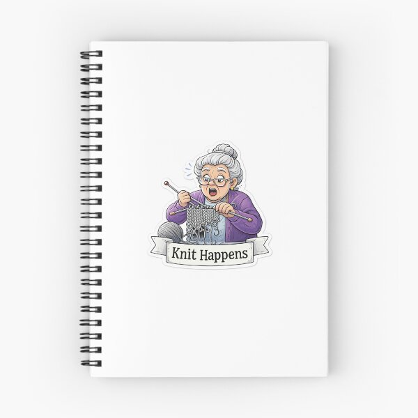 Item preview, Knitting nana viral, needles gray "Knit Happens" dropped stitch disaster, punny craft humor --ar 1:1 designed and sold by SparkVault.
