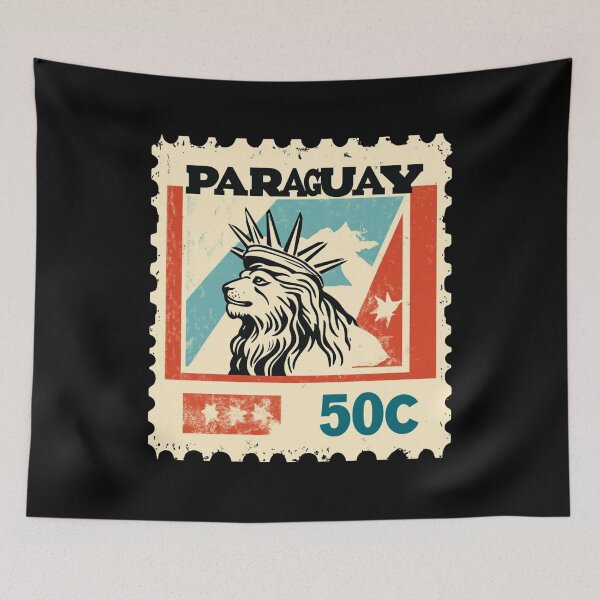 Item preview, Vintage Paraguay Postage Stamp Art - Lion & Star Heraldry designed and sold by tiigerdad.