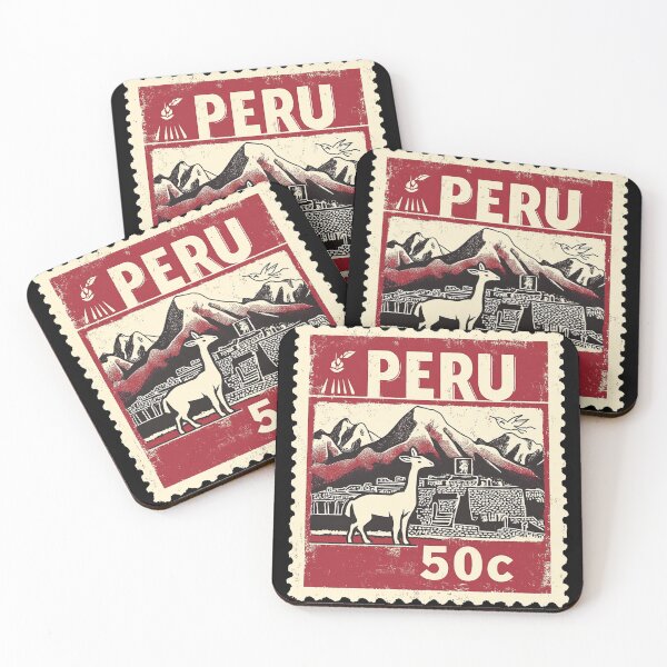 Item preview, Vintage Peru Postage Stamp Art - Machu Picchu & Vicuña designed and sold by tiigerdad.