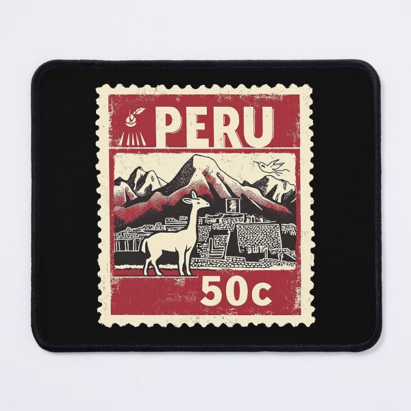 Item preview, Vintage Peru Postage Stamp Art - Machu Picchu & Vicuña designed and sold by tiigerdad.