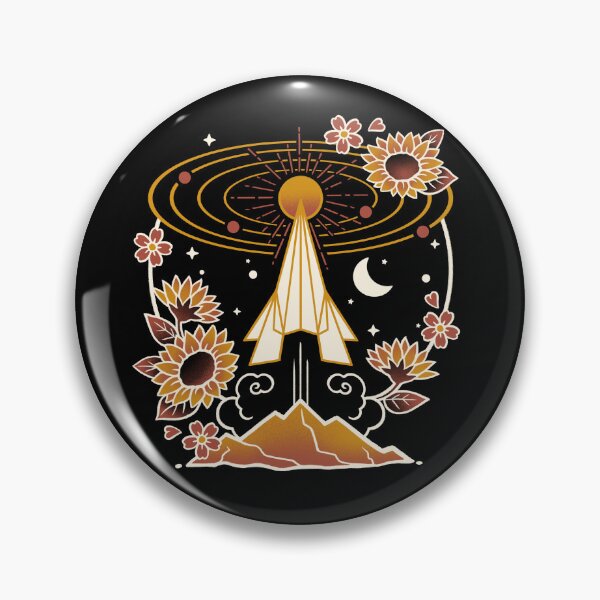 Item preview, Geometric Origami Rocket & Sun-Flowers - minimalist Cosmic Art designed and sold by NemiMakeit.