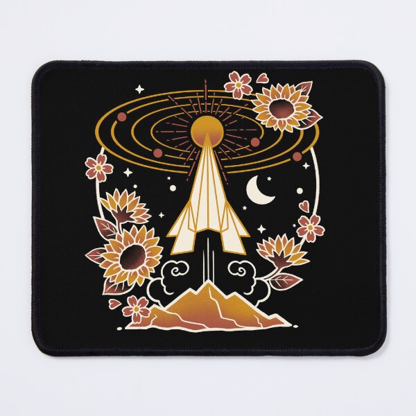 Item preview, Geometric Origami Rocket & Sun-Flowers - minimalist Cosmic Art designed and sold by NemiMakeit.