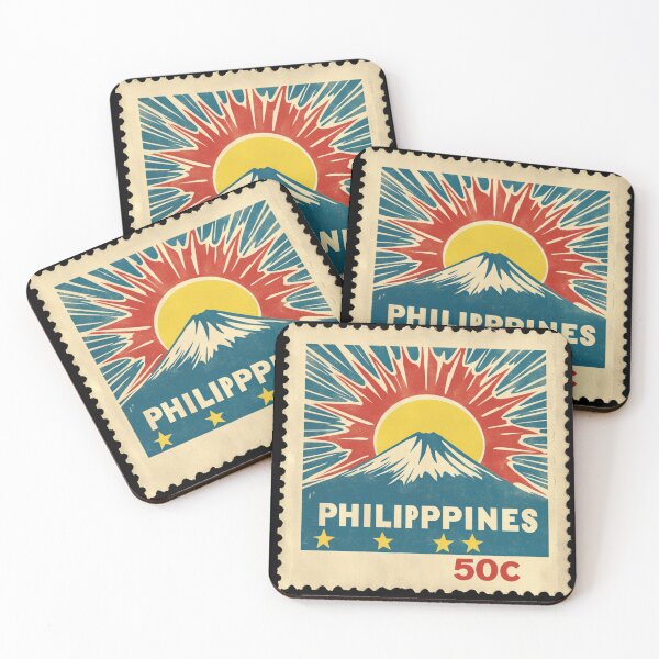 Item preview, Vintage Philippines Postage Stamp Art - Mayon Volcano & Sun designed and sold by tiigerdad.