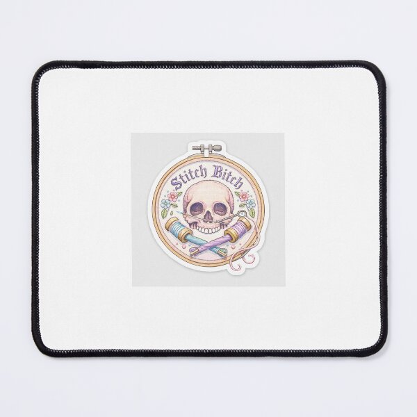 Item preview, Pastel Gothic “Stitch Bitch” Skull Embroidery Sticker#StitchBitch designed and sold by SparkVault.