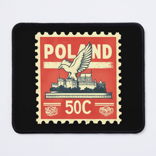 Item preview, Vintage Poland Postage Stamp Art - White Eagle & Royal Castle designed and sold by tiigerdad.