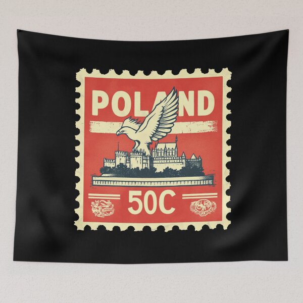 Item preview, Vintage Poland Postage Stamp Art - White Eagle & Royal Castle designed and sold by tiigerdad.