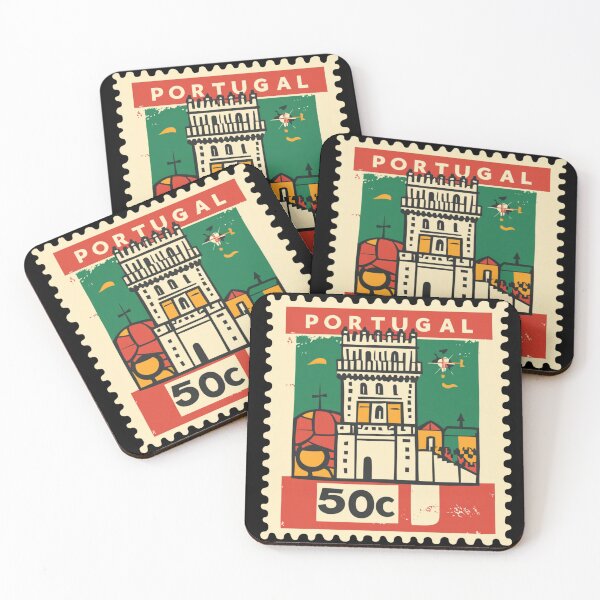 Item preview, Vintage Portugal Postage Stamp Art - Belem Tower & Lisbon Coast designed and sold by tiigerdad.