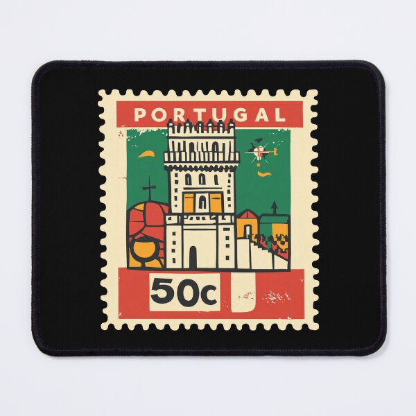 Item preview, Vintage Portugal Postage Stamp Art - Belem Tower & Lisbon Coast designed and sold by tiigerdad.