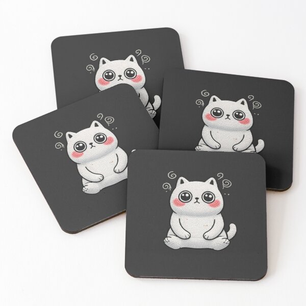Item preview, Kawaii Overthinking Cat Embroidery Design, Cute Chubby Anime Night Anxiety Cat designed and sold by ColorSplash123.