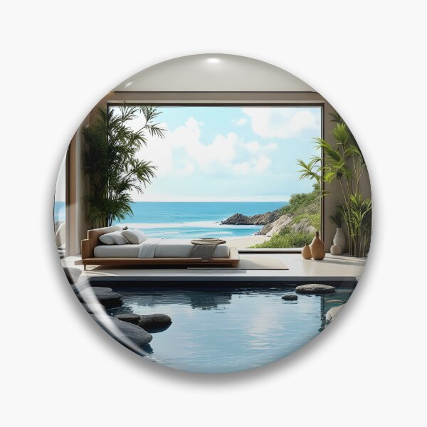 Item preview, Luxury Ocean View Bedroom with Indoor Pool Aesthetic designed and sold by DreamyWallVibes.