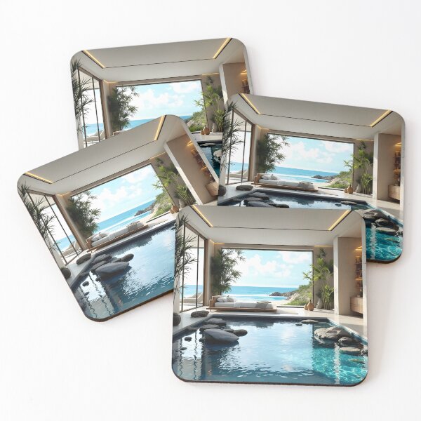Item preview, Luxury Ocean View Bedroom with Indoor Pool Aesthetic designed and sold by DreamyWallVibes.
