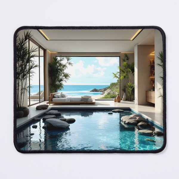 Item preview, Luxury Ocean View Bedroom with Indoor Pool Aesthetic designed and sold by DreamyWallVibes.