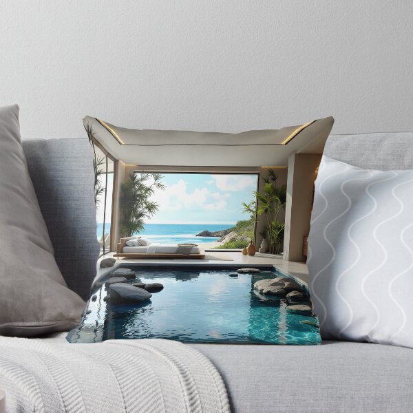 Item preview, Luxury Ocean View Bedroom with Indoor Pool Aesthetic designed and sold by DreamyWallVibes.